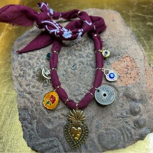 Gold and bronze Tone Bandana Rustic Western Charm Necklace